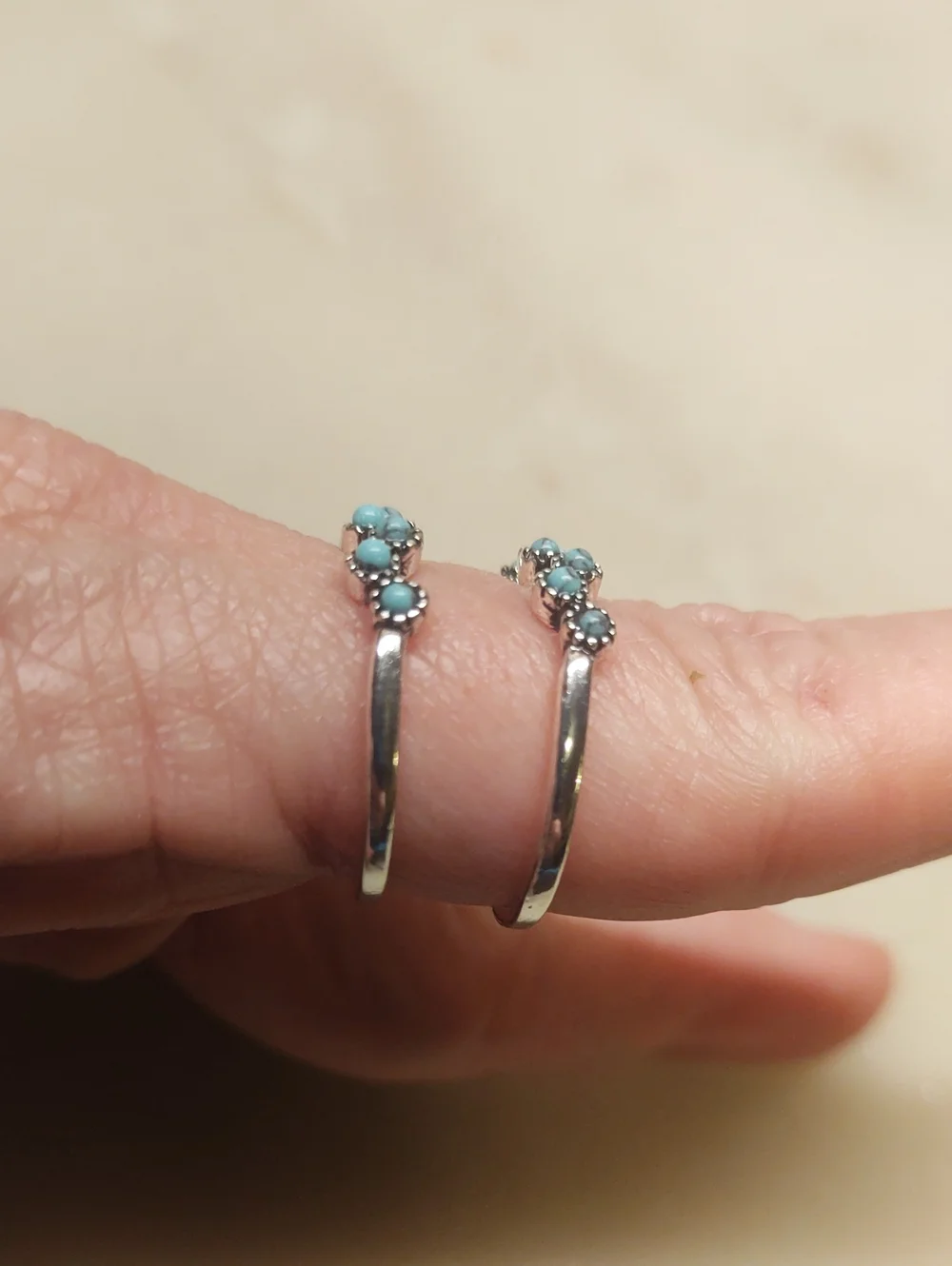 BOGO! NEW! Set Of 2 Stackable Turquoise Silver Stackable Rings Size 8